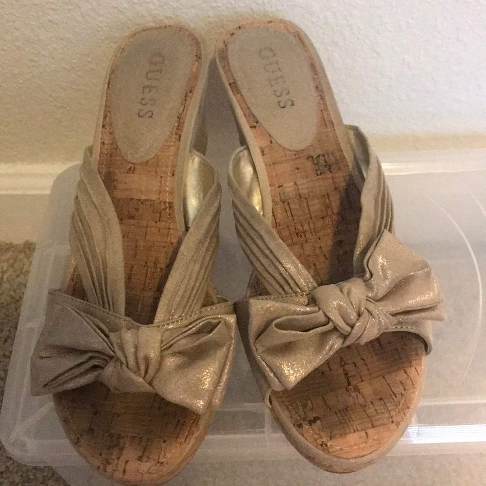 Guess gold slip on wedges